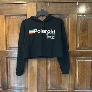 Polaroid Cropped Hoodie Women’s Land Camera Black Size Medium